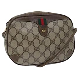 Gucci-GUCCI GG Supreme Web Sherry Line Shoulder Bag PVC Beige 89 02 066 Auth yk11432-Beige