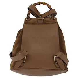 Gucci-GUCCI Bamboo Backpack Suede Brown 003 2852 0030 0 Auth yk11526-Brown