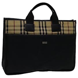 Burberry-BURBERRY Nova Check Hand Bag Nylon Beige Brown Auth bs13067-Brown,Beige