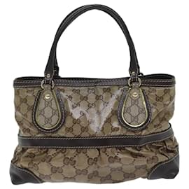 Gucci-GUCCI GG Crystal Canvas Hand Bag Beige 223964 Auth ep3772-Beige