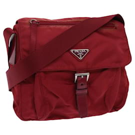 Prada-PRADA Shoulder Bag Nylon Red Auth mr020-Red