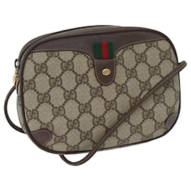Gucci-GUCCI GG Supreme Web Sherry Line Shoulder Bag PVC Beige Red Green Auth mr069-Red,Beige,Green