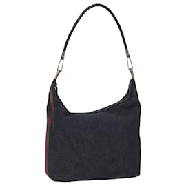 Gucci-GUCCI Web Sherry Line Shoulder Bag Denim Black Red Green 01234 Auth ep3850-Black,Red,Green