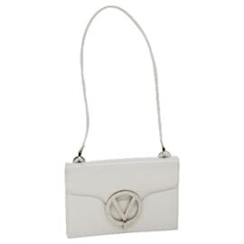 Valentino-VALENTINO Shoulder Bag Leather White Auth bs13333-White