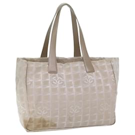 Chanel-CHANEL New Travel Line Tote Bag Nylon Beige CC Auth bs13324-Beige