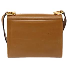Salvatore Ferragamo-Salvatore Ferragamo Gancini Shoulder Bag Leather Brown Auth 69860-Brown