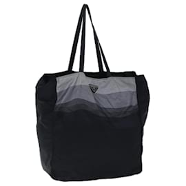 Prada-PRADA Tote Bag Nylon Black Gray Auth 69946-Black,Grey