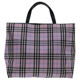 Burberry-BURBERRY Nova Check Hand Bag Nylon Pink Auth yk11387-Pink