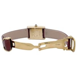 Cartier-Cartier "Tank Must" silver gold-plated watch, brown lacquered dial.-Other