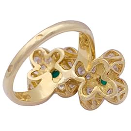 Autre Marque-Van Cleef & Arpels Ring, "Fleurette", In Gelbgold, Diamanten und Smaragde.-Andere