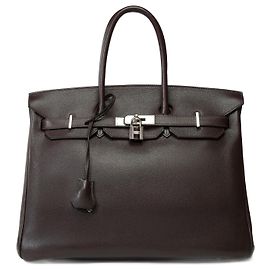 Hermès HERMES BIRKIN BAG 35 in Brown Leather - 101804 Brown