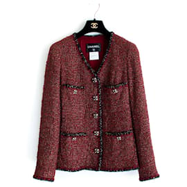Chanel-Giacca in tweed Lesage con bottoni gioiello CC.-Bordò