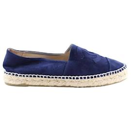 Chanel-Leather espadrilles-Navy blue