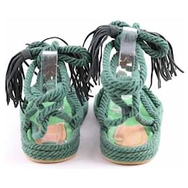 Etro-Zapatos sandalias de cuero.-Verde