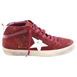 Golden Goose-Leather sneakers-Red