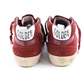 Golden Goose-Leather sneakers-Red