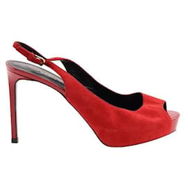 Saint Laurent-Tacones de gamuza-Roja