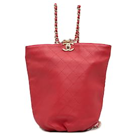 Chanel-CHANEL BackpacksLeather-Red