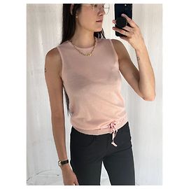 Canotta Oscar de la Renta in seta e cashmere rosa, S Rosa