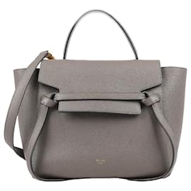 Céline-CELINE Grained calf leather Micro Belt Bag in Grey-Grey