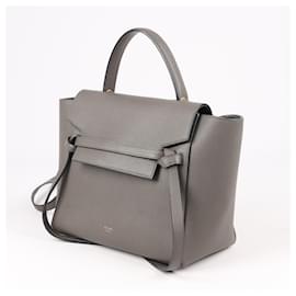 Céline-CELINE Grained calf leather Micro Belt Bag in Grey-Grey