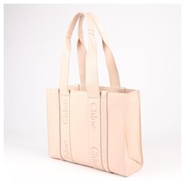 Chloé-CHLOE Leather Calfskin Medium Woody Tote bag in Pink-Pink