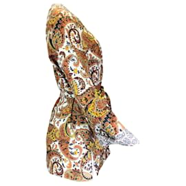 Autre Marque-Kobi Halperin Chaqueta Josephine de seda con estampado de cachemira multicolor marfil-Multicolor