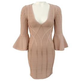 Autre Marque-Herve Leger Vestido Dune Yasmin Manga Sino-Bege