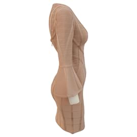 Autre Marque-Herve Leger Vestido Dune Yasmin Manga Sino-Bege