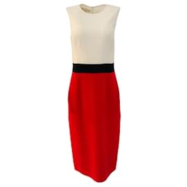 Autre Marque-Michael Kors Ivory / Red Color Block Sleeveless Dress-Red