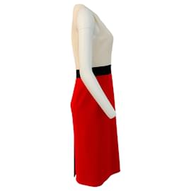 Autre Marque-Michael Kors Ivoire / Robe sans manches rouge color block-Rouge