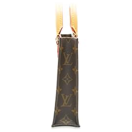 Louis Vuitton-Louis Vuitton Petit Sac Plat de lona con monograma marrón-Castaño