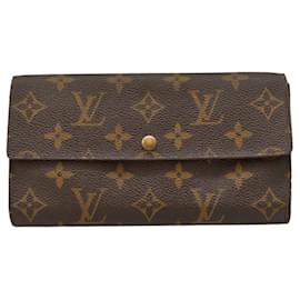 Louis Vuitton-LOUIS VUITTON Sarah envelope wallet brown monogram canvas M60531 classic LV-Brown