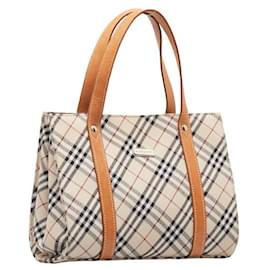 Burberry-Burberry Nova Check Canvas Handbag Handbag Canvas in Good condition-Other