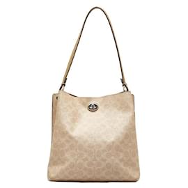 Coach-Coach Charlie Signature Bolso de hombro Bolso de hombro Lona en buen estado-Otro