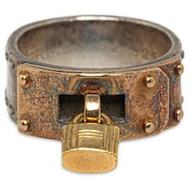 Hermès-Hermes Silver Kelly Cadena Ring Ring Metal en buen estado-Otro
