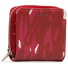 Balenciaga-Balenciaga Cartera compacta de cuero con cremallera alrededor Cartera corta de cuero 392125.0 en buen estado-Otro