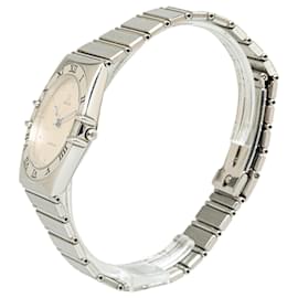 Omega-Omega Silver Quartz Stainless Steel Constellation Watch-Silvery