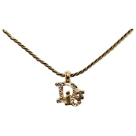 Dior-Dior Gold Logo Pendant Necklace-Golden