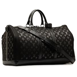 Louis Vuitton-Louis Vuitton Keepall Bandouliere mit schwarzem Monogramm und Beleuchtung 50-Schwarz