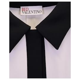 Red Valentino-Minivestido bicolor Valentino vermelho em algodão branco-Branco