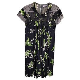 Red Valentino May Lily Minikleid mit Blumenmuster aus schwarzem Polyester Schwarz