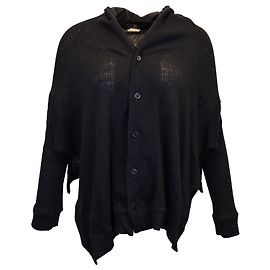 Yohji Yamamoto Haut boutonné en tricot en coton noir Noir