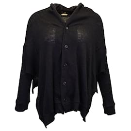 Yohji Yamamoto-Yohji Yamamoto Haut boutonné en tricot en coton noir-Noir