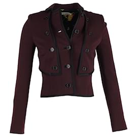 Temperley London-Temperley London Veste doublée à fleurs en laine bordeaux-Rouge