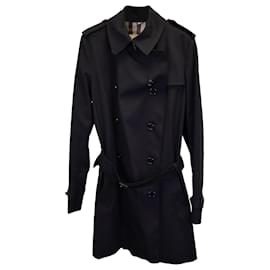 Burberry-Gabardina Burberry con cinturón en algodón negro-Negro