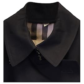 Burberry-Trench coat Burberry in cotone nero con cintura-Nero