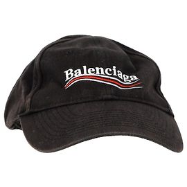 Cappello da baseball Balenciaga New Political Logo in cotone nero Nero