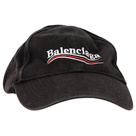 Balenciaga-Balenciaga Casquette de baseball avec nouveau logo politique en coton noir-Noir
