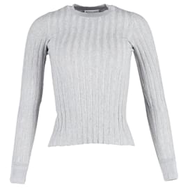 Altuzarra-Altuzarra Fitted Ribbed Long Sleeve Sweater in Grey Wool-Grey